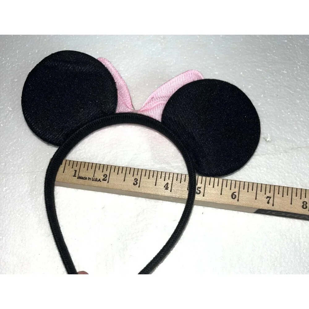 Childs Minnie Mouse Ears Headband‎ With Pink Polka Dot Satin Bow Disney Party